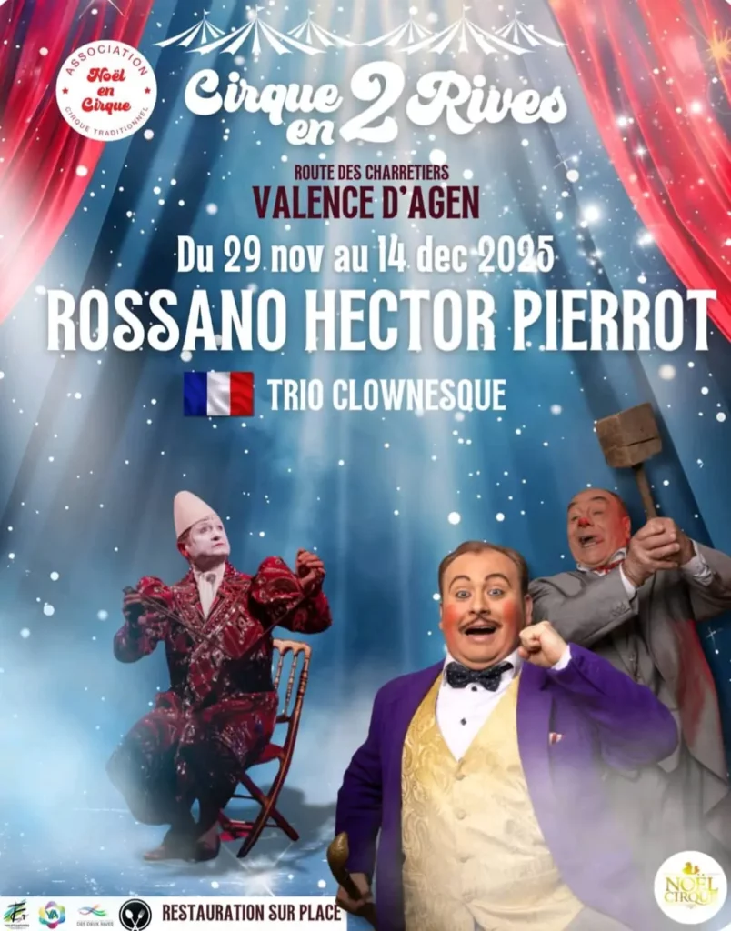 PREMIERE MONDIALE du TRIO CLOWNESQUE ROSSANO HECTOR PIERROT avec 2 numéros de rires garantis dans la plus pure tradition circassienne.